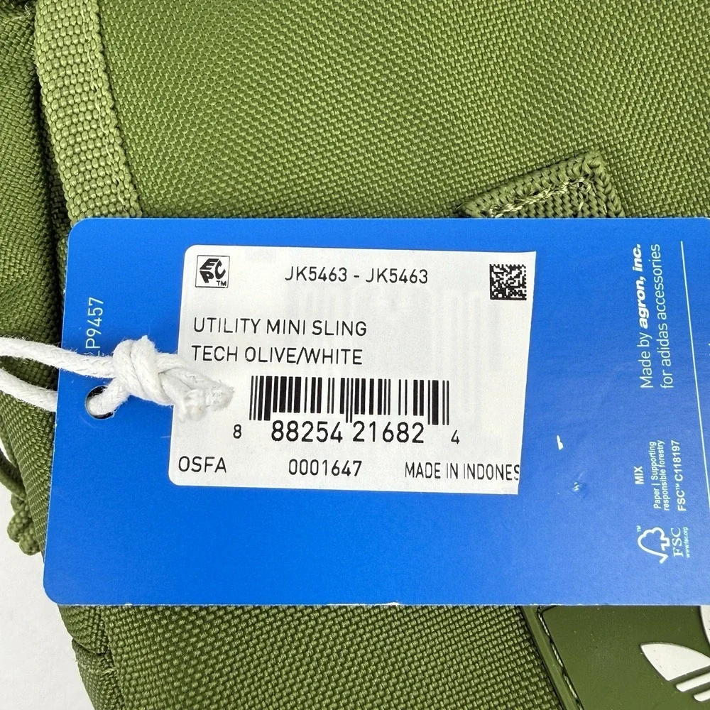 Adidas Utility Mini Sling Tech Olive White Crossbody Backpack Travel Brand New